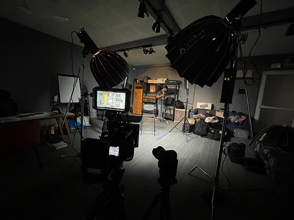 Dreamfoot's in-house studio set up with lights and camera